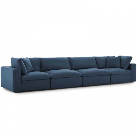 Commix Down Filled Overstuffed 4 Piece Sectional Sofa Set, Azure, EEI-3357-AZU