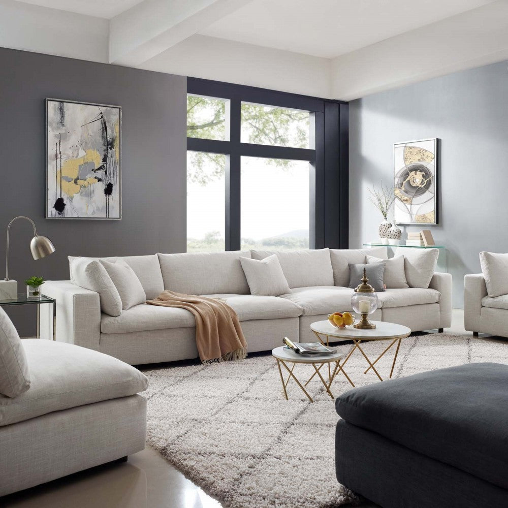 Commix Down Filled Overstuffed 4 Piece Sectional Sofa Set, Beige, EEI-3357-BEI