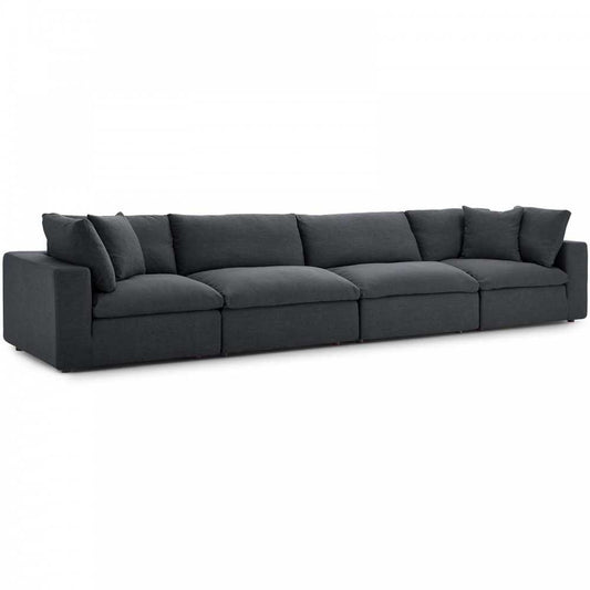 Commix Down Filled Overstuffed 4 Piece Sectional Sofa Set, Gray, EEI-3357-GRY