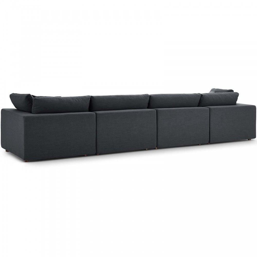 Commix Down Filled Overstuffed 4 Piece Sectional Sofa Set, Gray, EEI-3357-GRY
