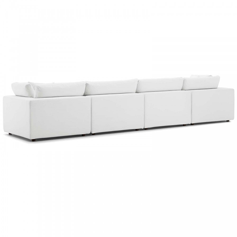 Commix Down Filled Overstuffed 4 Piece Sectional Sofa Set, White, EEI-3357-WHI