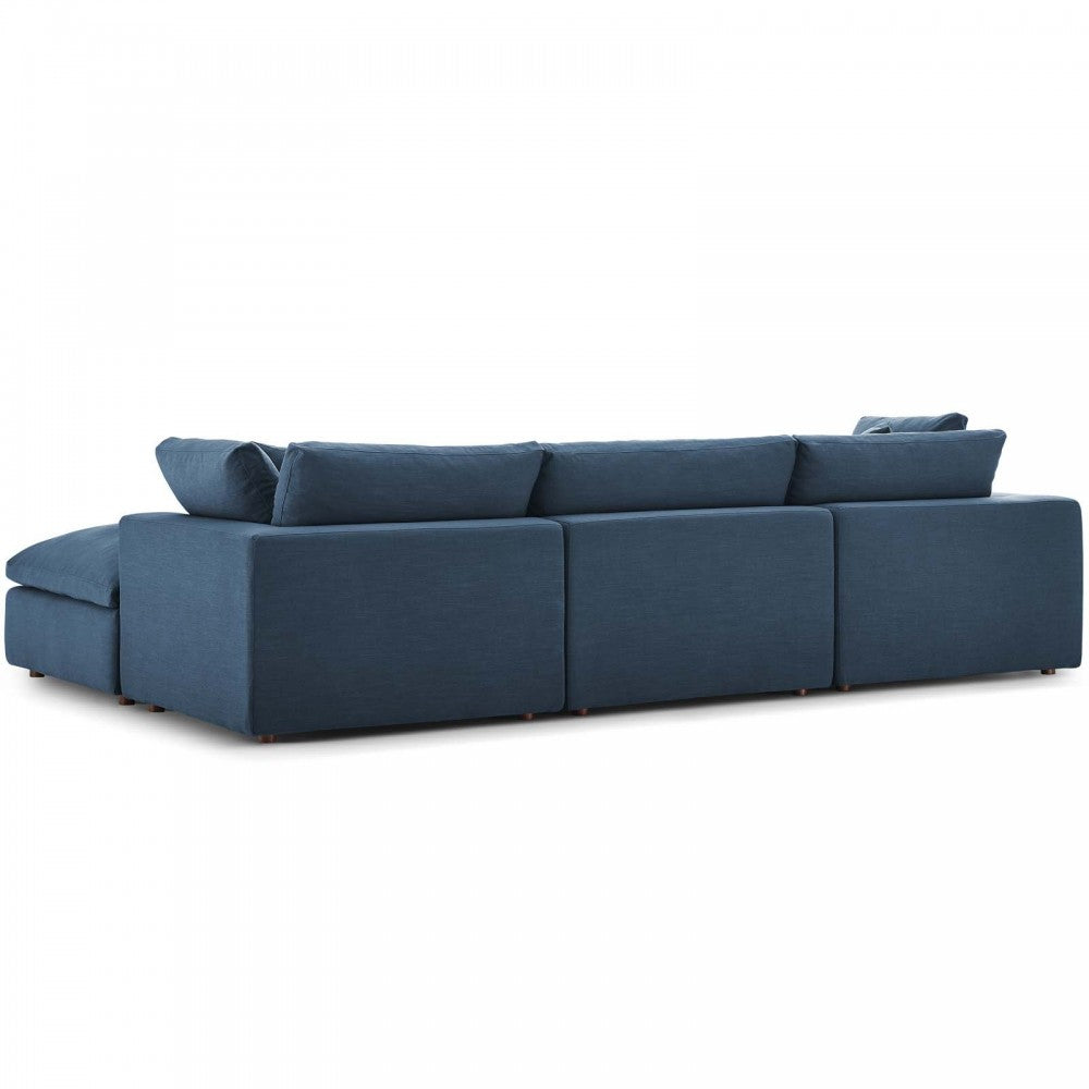 Commix Down Filled Overstuffed 4 Piece Sectional Sofa Set, Azure, EEI-3356-AZU