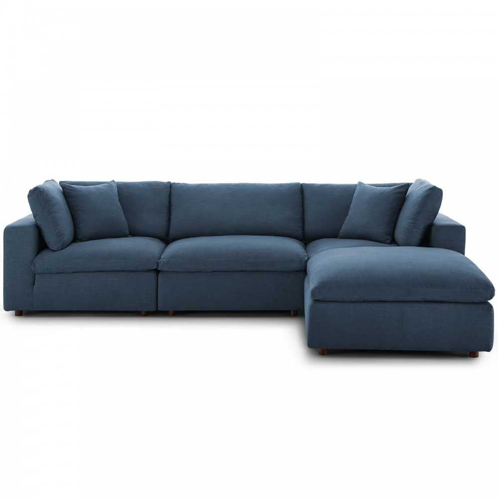 Commix Down Filled Overstuffed 4 Piece Sectional Sofa Set, Azure, EEI-3356-AZU