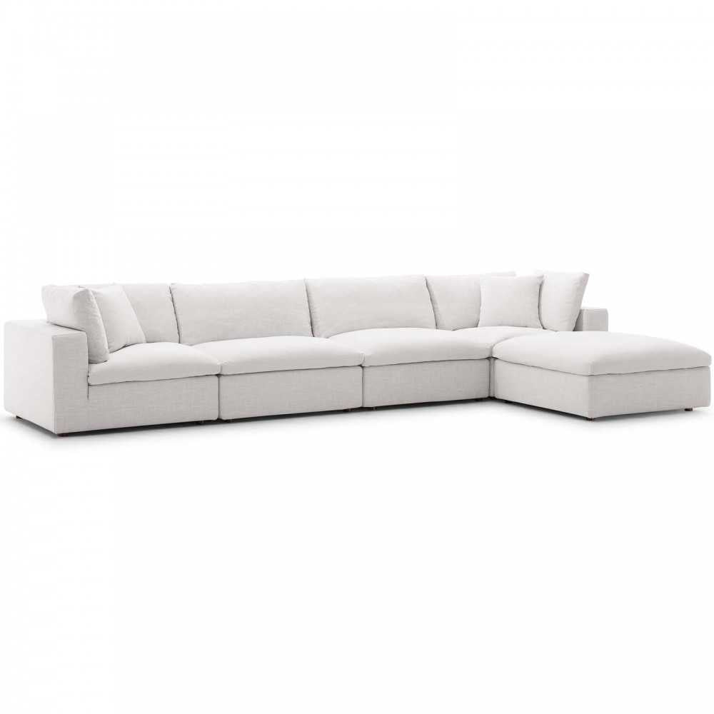 Commix Down Filled Overstuffed 5 Piece Sectional Sofa Set, Beige, EEI-3358-BEI