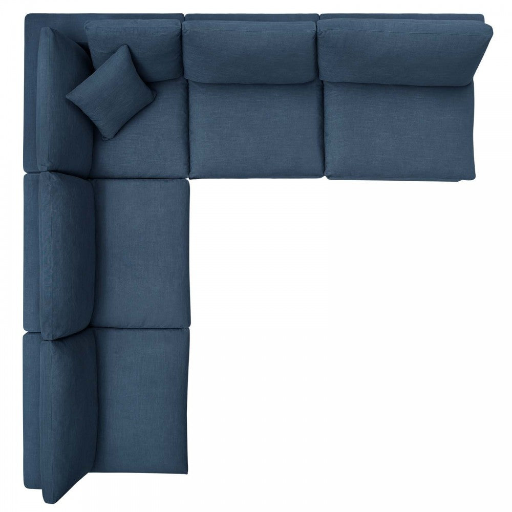 Commix Down Filled Overstuffed 5 Piece Sectional Sofa Set, Azure, EEI-3360-AZU