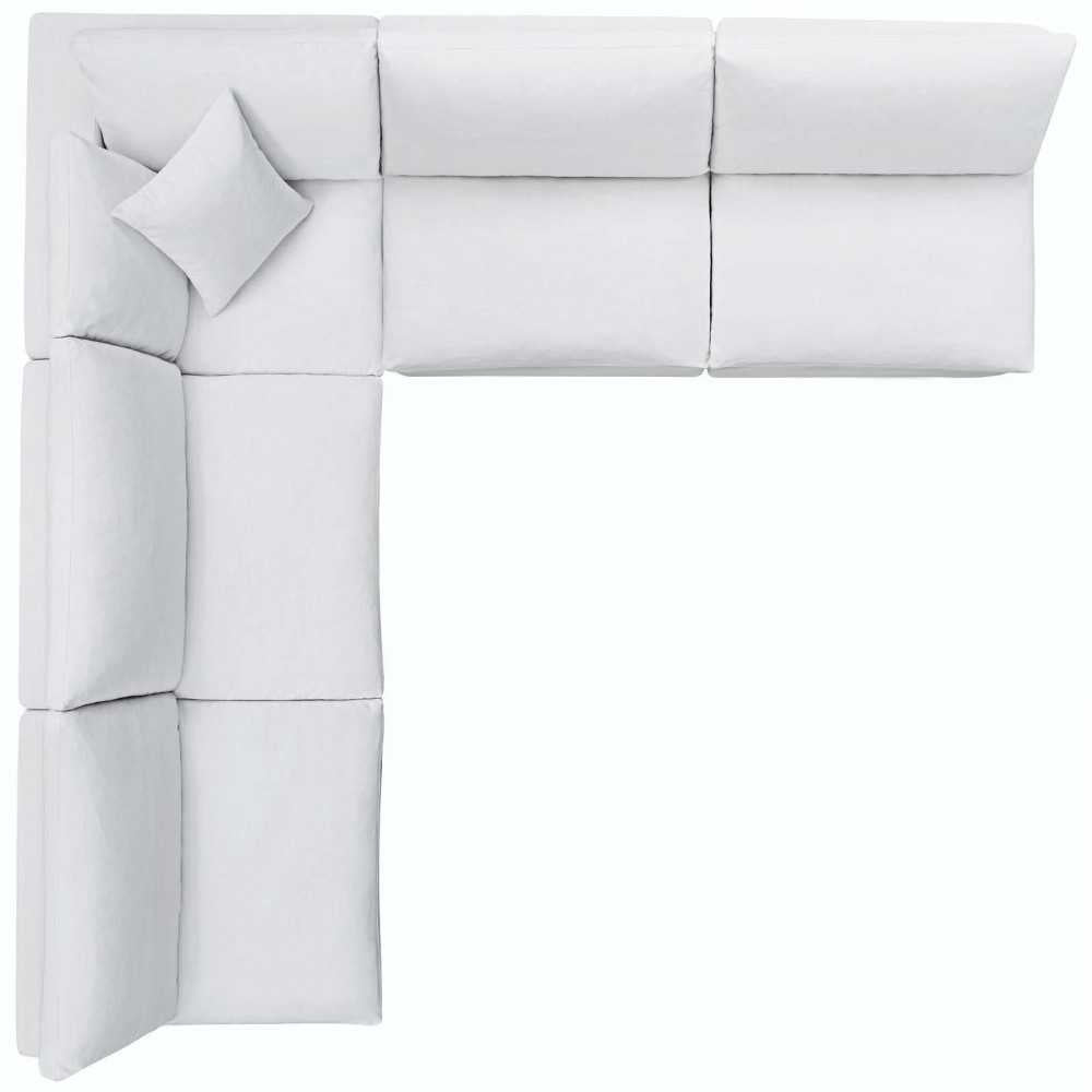 Commix Down Filled Overstuffed 5 Piece Sectional Sofa Set, White, EEI-3360-WHI