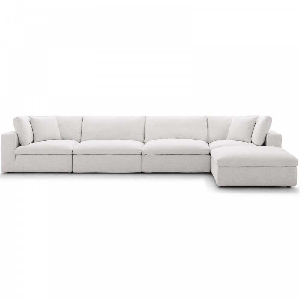 Commix Down Filled Overstuffed 5 Piece Sectional Sofa Set, Beige, EEI-3358-BEI