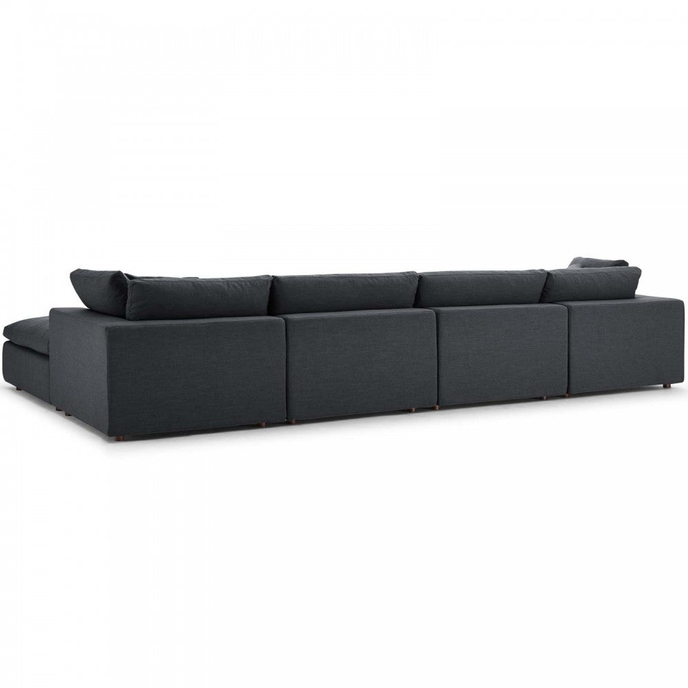Commix Down Filled Overstuffed 5 Piece Sectional Sofa Set, Gray, EEI-3358-GRY