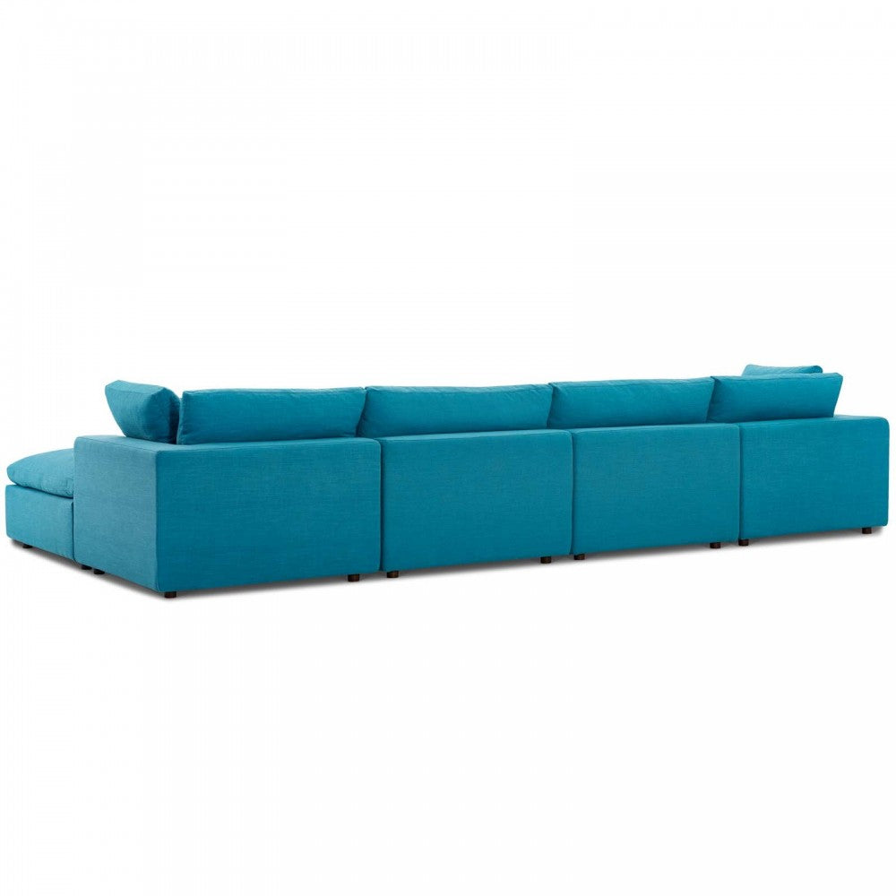Commix Down Filled Overstuffed 5 Piece Sectional Sofa Set, Teal, EEI-3358-TEA