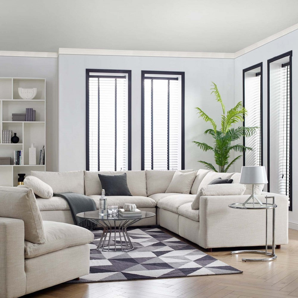 Commix Down Filled Overstuffed 5 Piece Sectional Sofa Set, Beige, EEI-3359-BEI