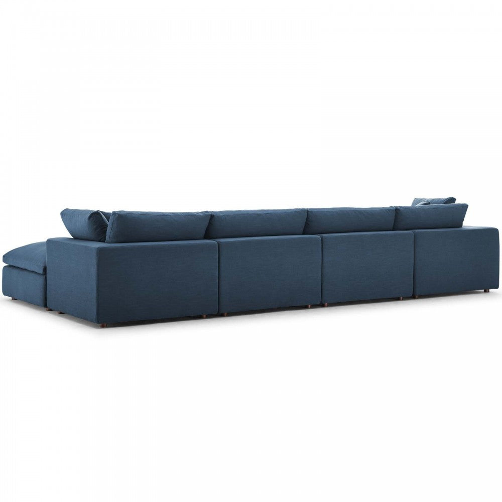 Commix Down Filled Overstuffed 5 Piece Sectional Sofa Set, Azure, EEI-3358-AZU