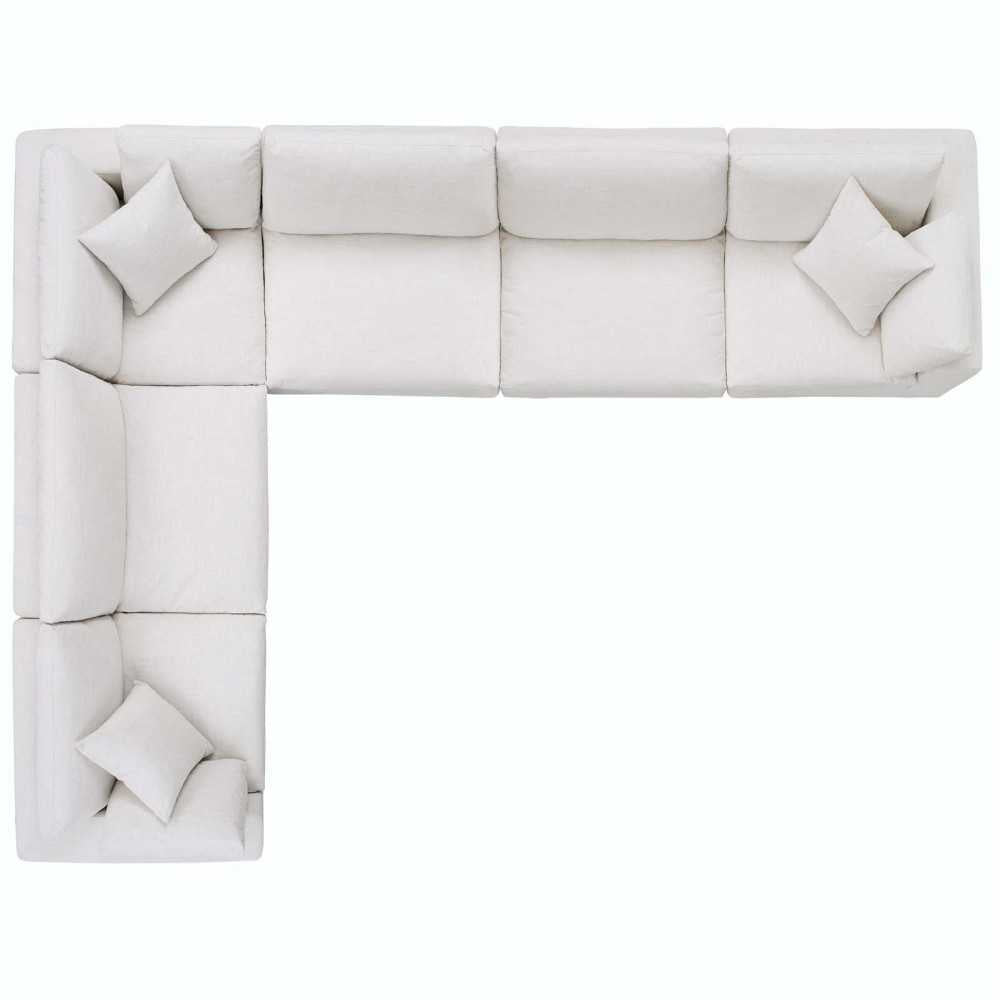 Commix Down Filled Overstuffed 6 Piece Sectional Sofa Set, Beige, EEI-3361-BEI