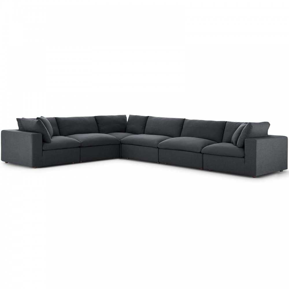 Commix Down Filled Overstuffed 6 Piece Sectional Sofa Set, Gray, EEI-3361-GRY