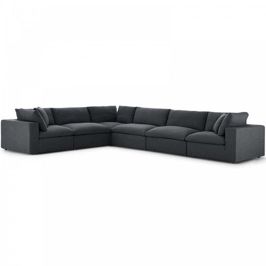 Commix Down Filled Overstuffed 6 Piece Sectional Sofa Set, Gray, EEI-3361-GRY