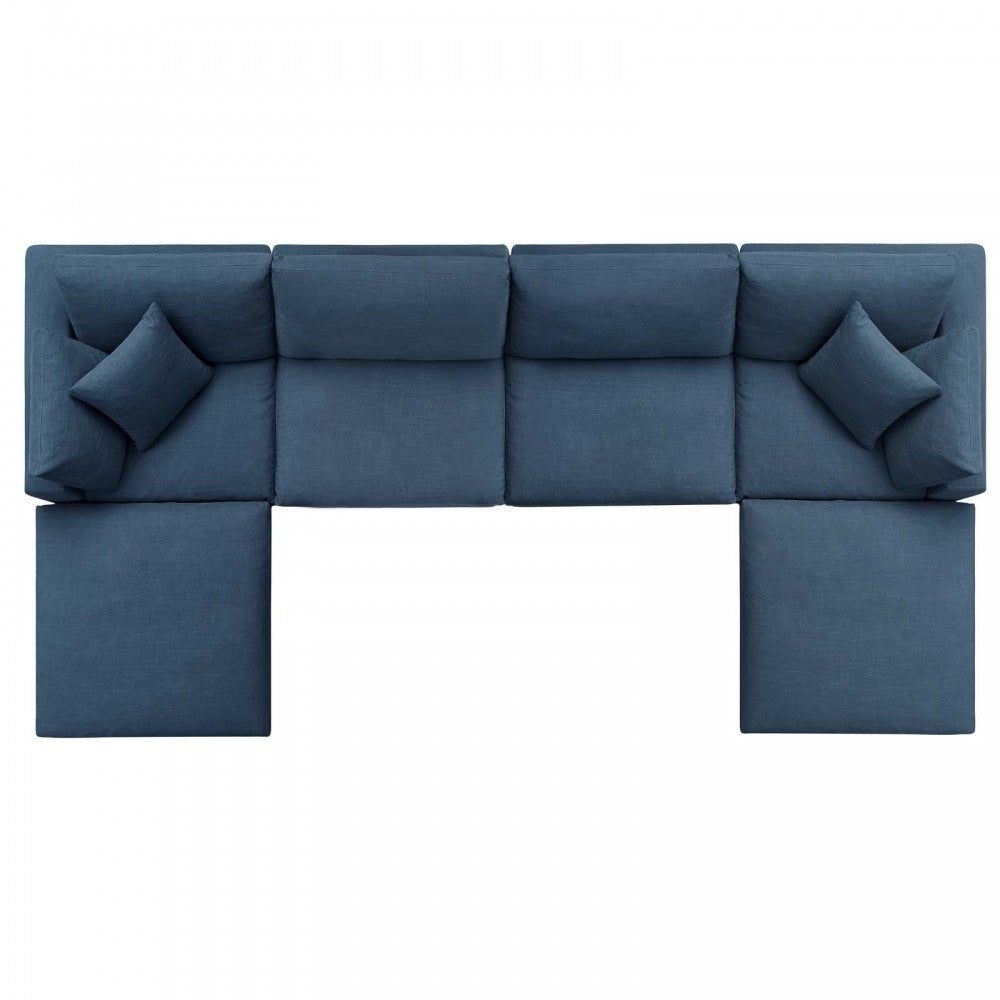 Commix Down Filled Overstuffed 6 Piece Sectional Sofa Set, Azure, EEI-3362-AZU