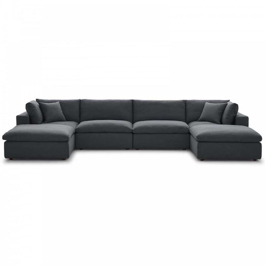Commix Down Filled Overstuffed 6 Piece Sectional Sofa Set, Gray, EEI-3362-GRY