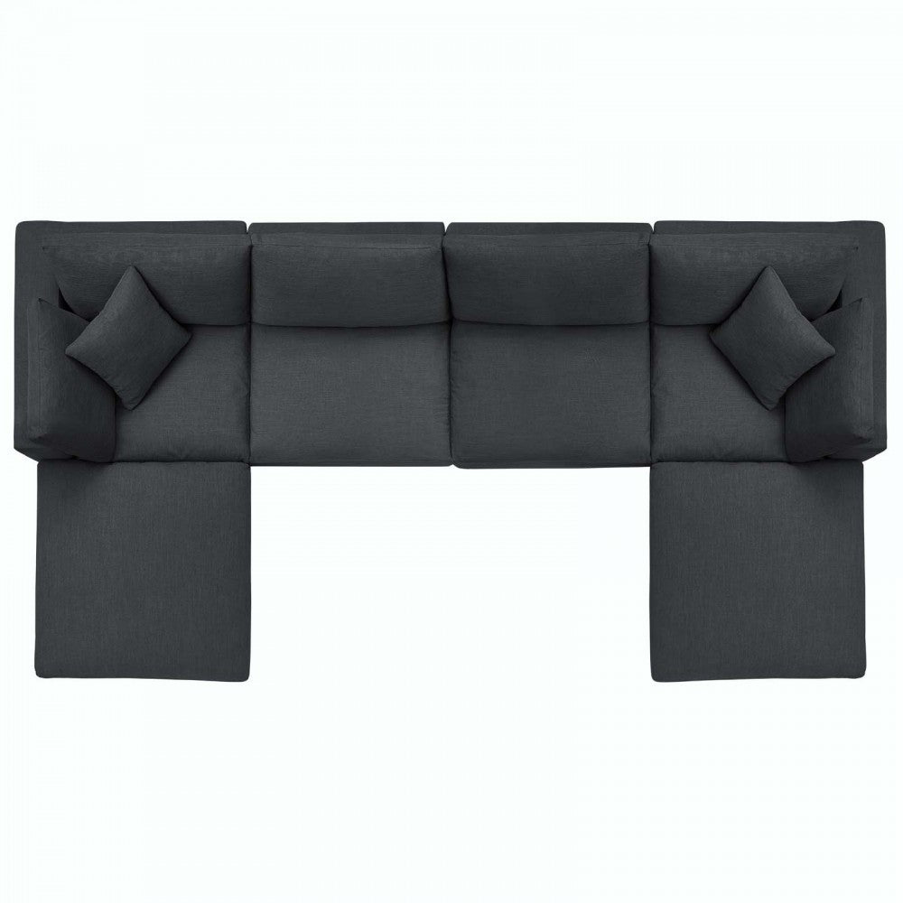 Commix Down Filled Overstuffed 6 Piece Sectional Sofa Set, Gray, EEI-3362-GRY