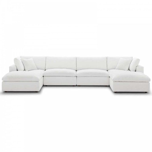 Commix Down Filled Overstuffed 6 Piece Sectional Sofa Set, White, EEI-3362-WHI