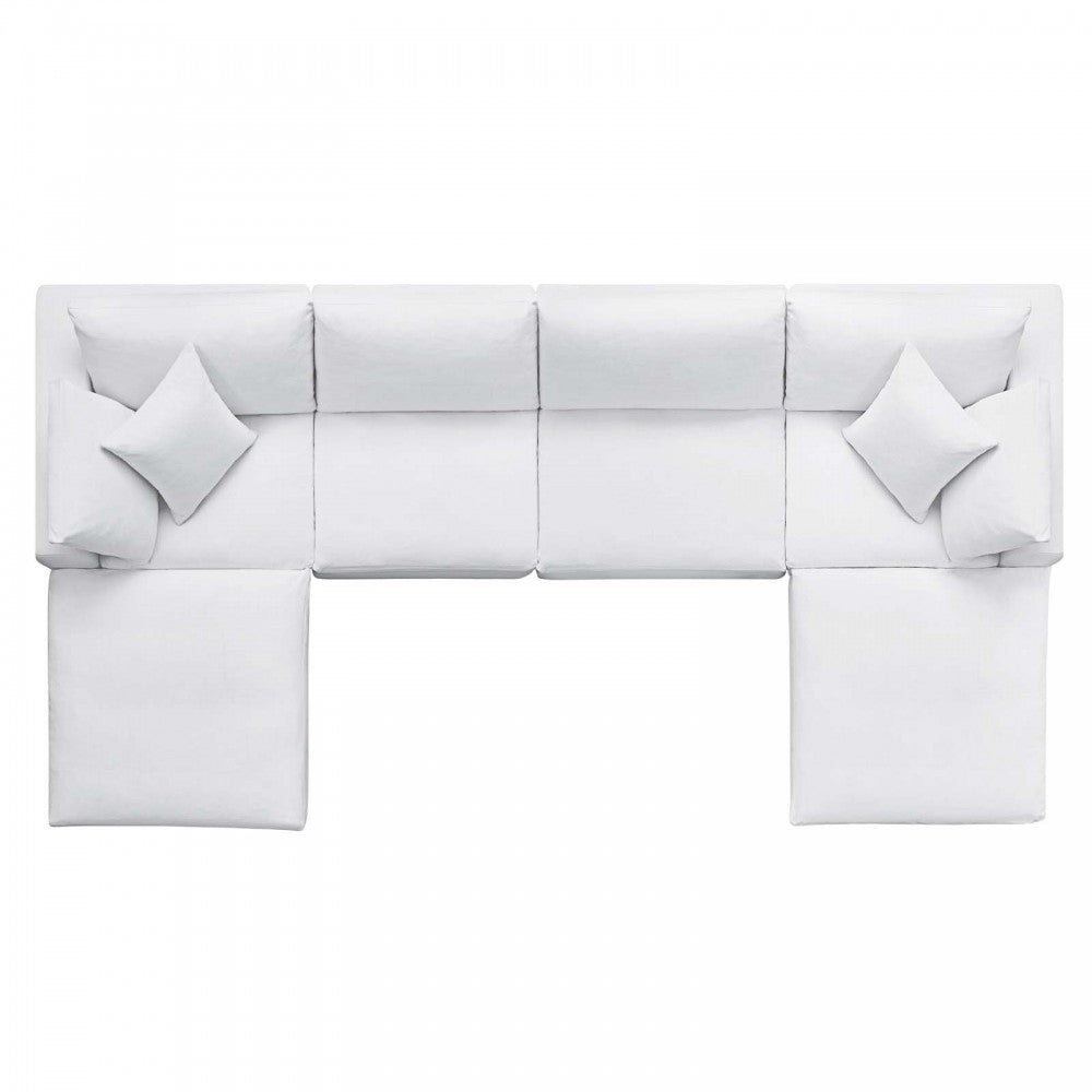 Commix Down Filled Overstuffed 6 Piece Sectional Sofa Set, White, EEI-3362-WHI