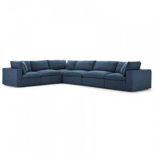Commix Down Filled Overstuffed 6 Piece Sectional Sofa Set, Azure, EEI-3361-AZU