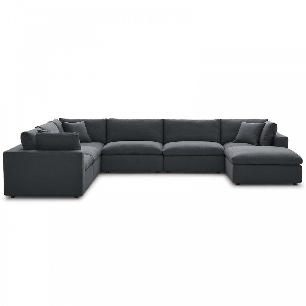 Commix Down Filled Overstuffed 7 Piece Sectional Sofa Set, Gray