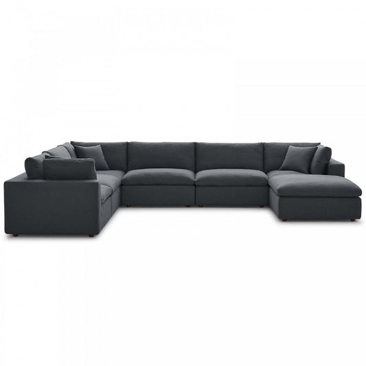 Commix Down Filled Overstuffed 7 Piece Sectional Sofa Set, Gray