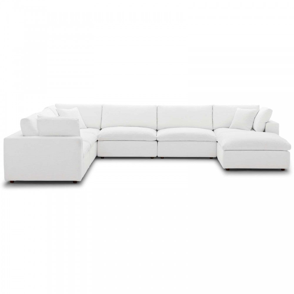 Commix Down Filled Overstuffed 7 Piece Sectional Sofa Set, White
