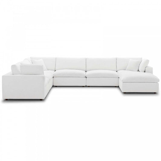 Commix Down Filled Overstuffed 7 Piece Sectional Sofa Set, White