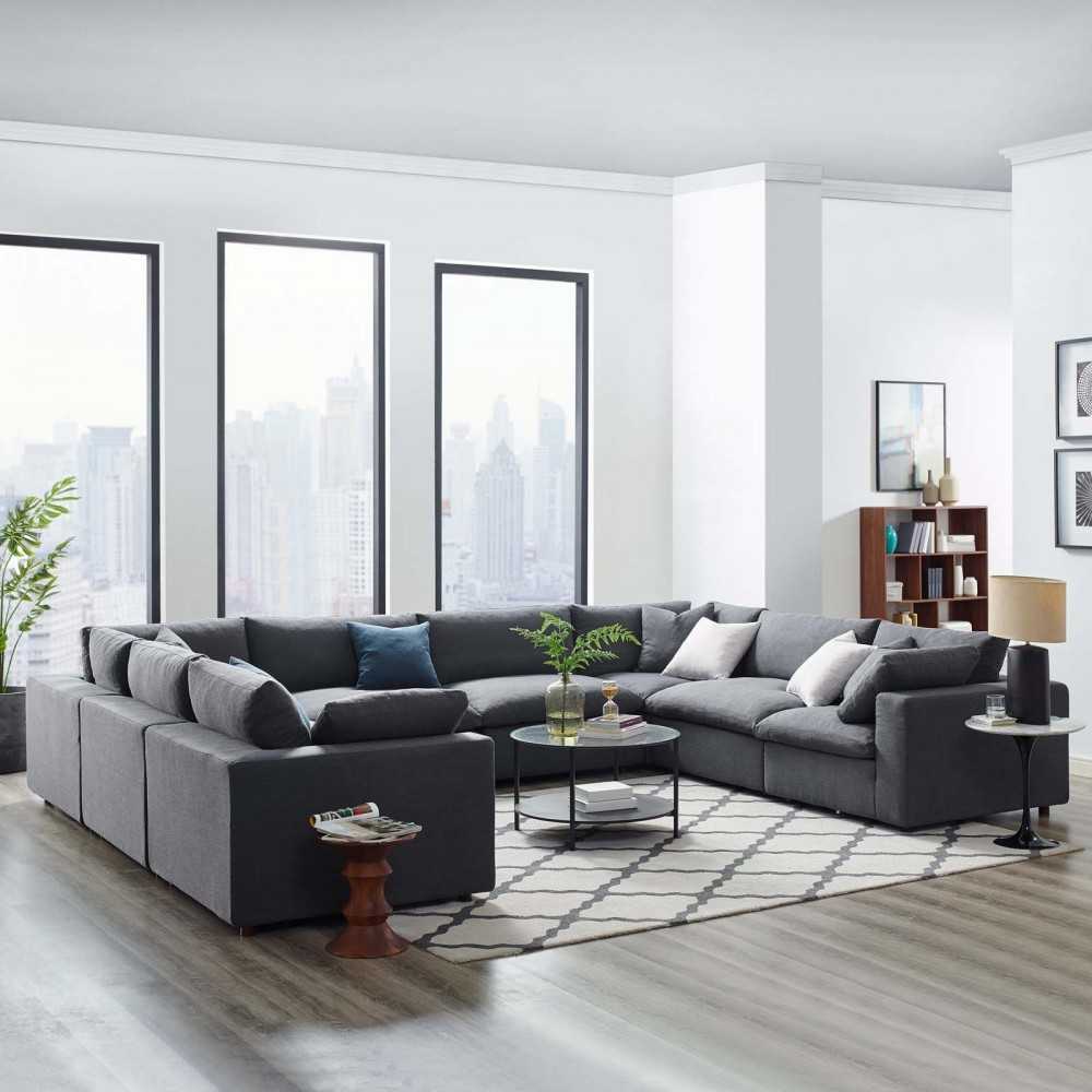 Commix Down Filled Overstuffed 8 Piece Sectional Sofa Set, Gray