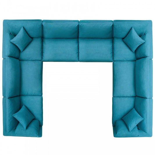 Commix Down Filled Overstuffed 8 Piece Sectional Sofa Set, Teal
