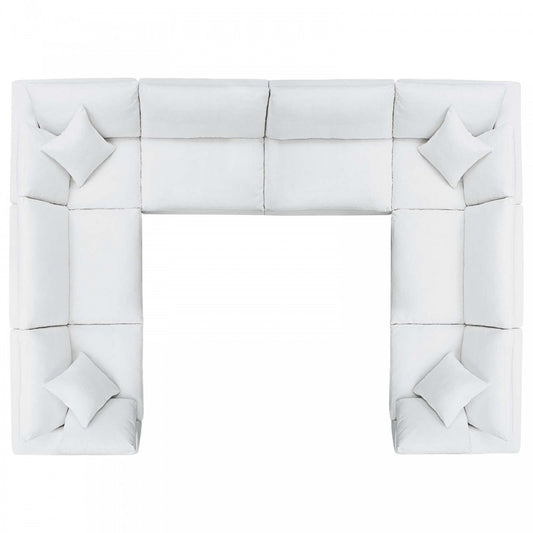 Commix Down Filled Overstuffed 8 Piece Sectional Sofa Set, White