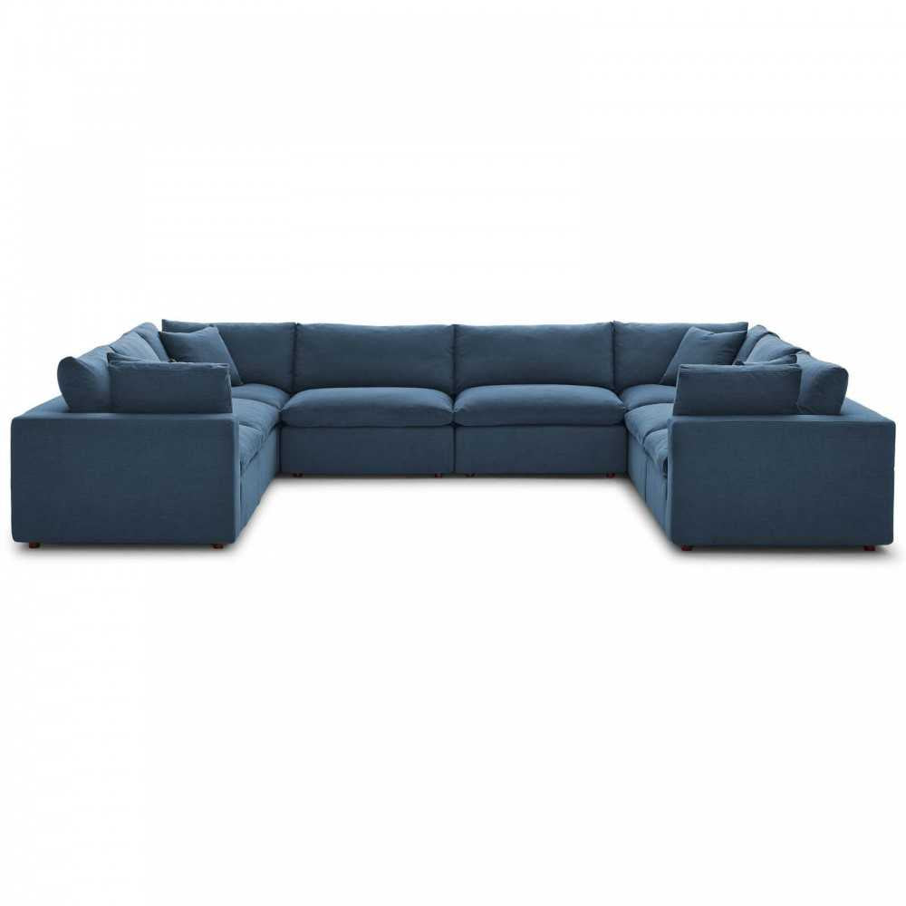 Commix Down Filled Overstuffed 8 Piece Sectional Sofa Set, Azure