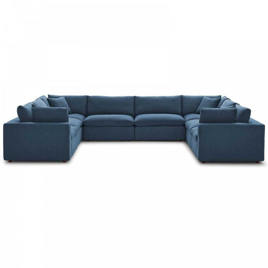 Commix Down Filled Overstuffed 8 Piece Sectional Sofa Set, Azure