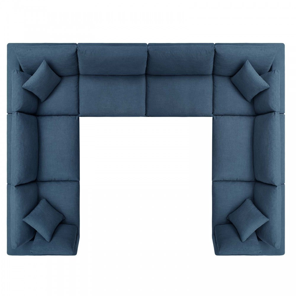 Commix Down Filled Overstuffed 8 Piece Sectional Sofa Set, Azure