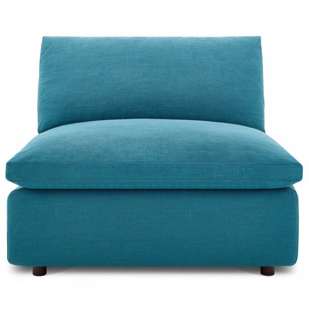 Commix Down Filled Overstuffed Armless Chair, Teal