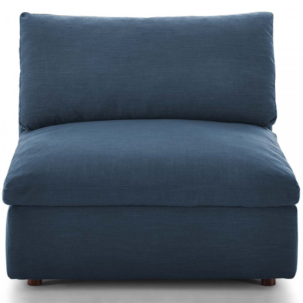 Commix Down Filled Overstuffed Armless Chair, Azure