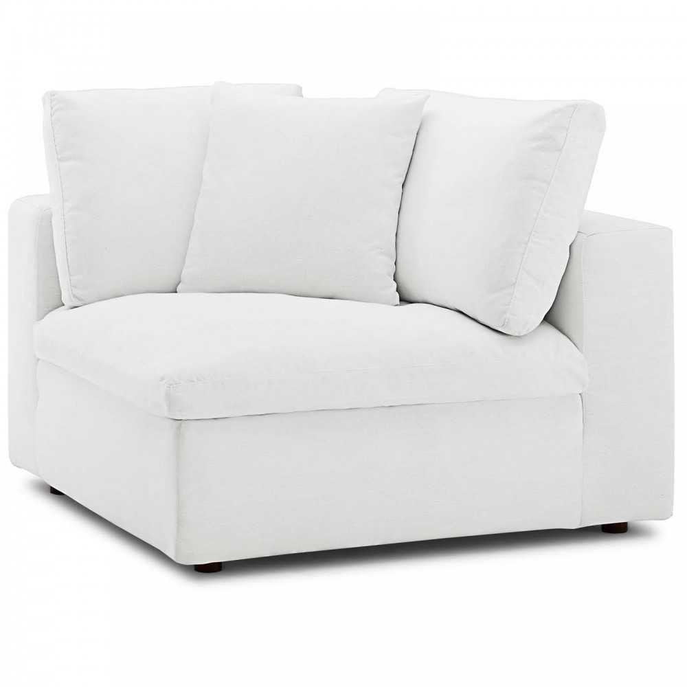 Commix Down Filled Overstuffed Corner Chair, White