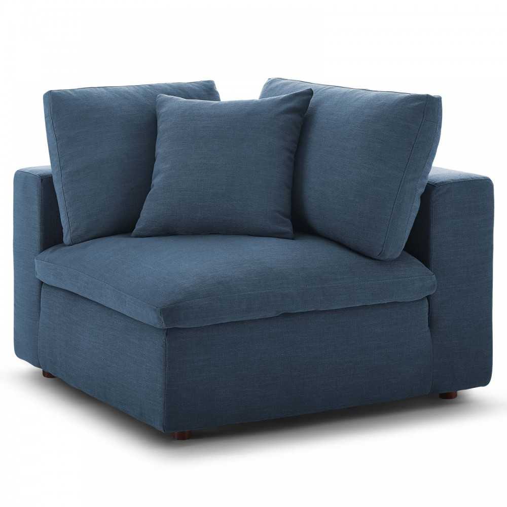Commix Down Filled Overstuffed Corner Chair, Azure