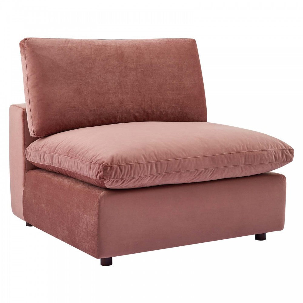 Commix Down Filled Overstuffed Performance Velvet 3-Seater Sofa, Dusty Rose