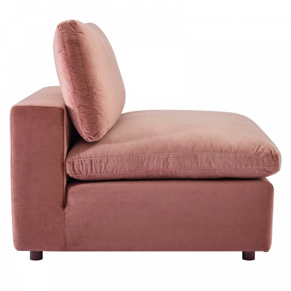 Commix Down Filled Overstuffed Performance Velvet 3-Seater Sofa, Dusty Rose