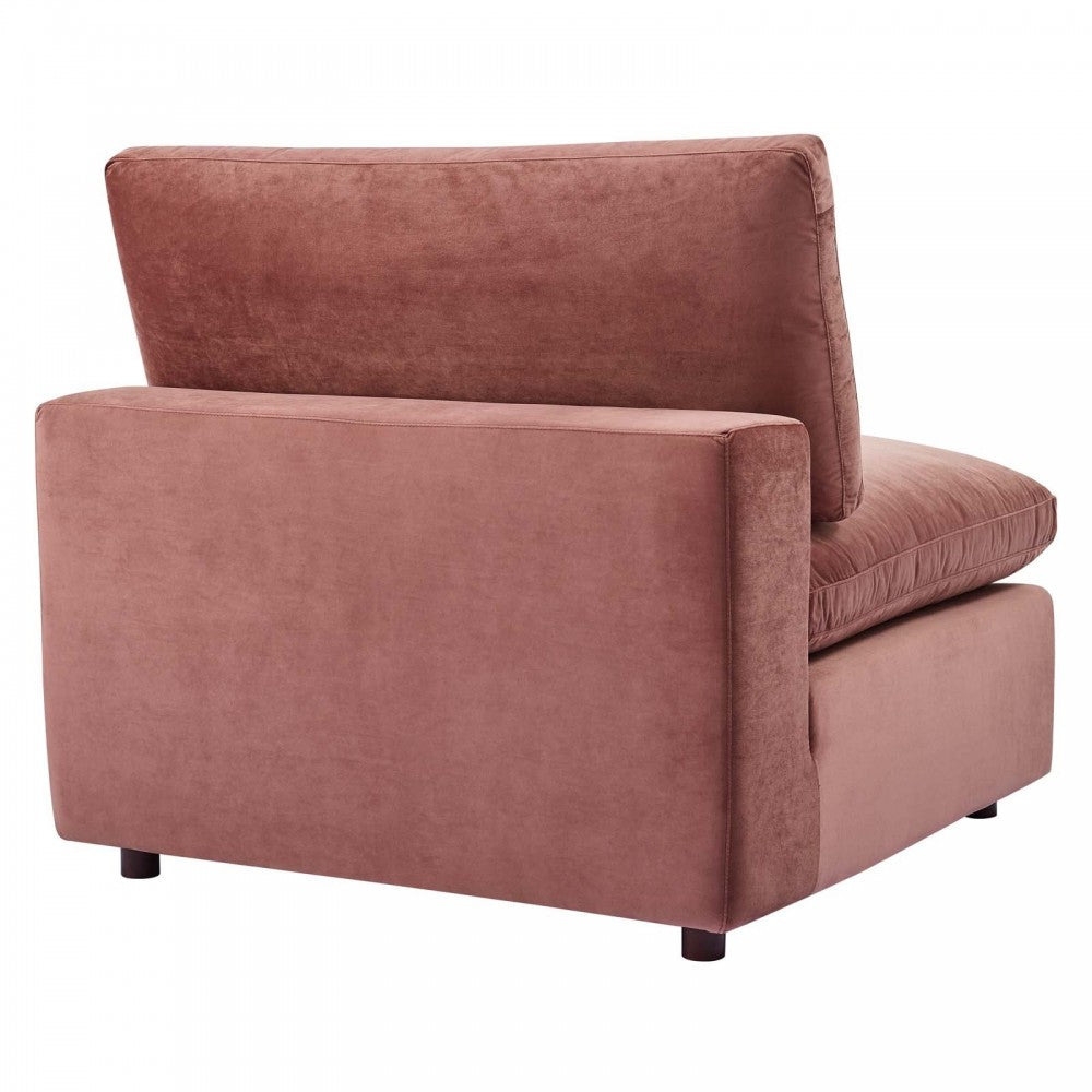 Commix Down Filled Overstuffed Performance Velvet 3-Seater Sofa, Dusty Rose