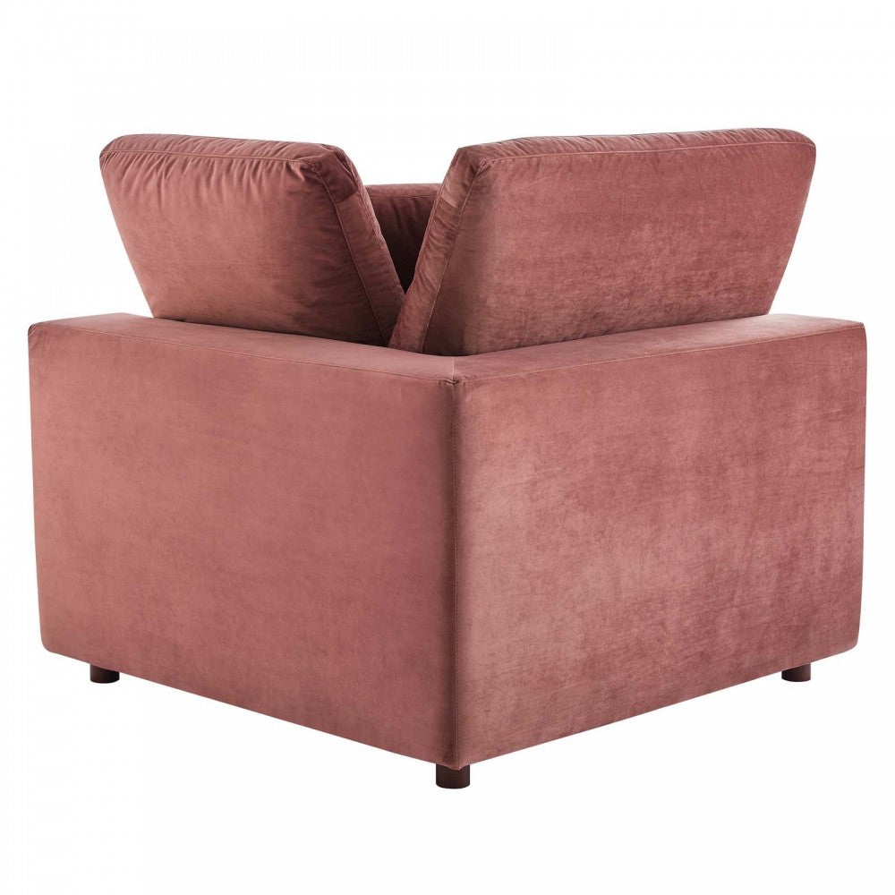 Commix Down Filled Overstuffed Performance Velvet 3-Seater Sofa, Dusty Rose