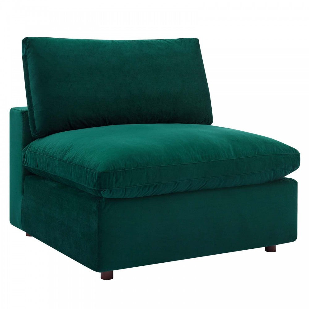 Commix Down Filled Overstuffed Performance Velvet 3-Seater Sofa, Green