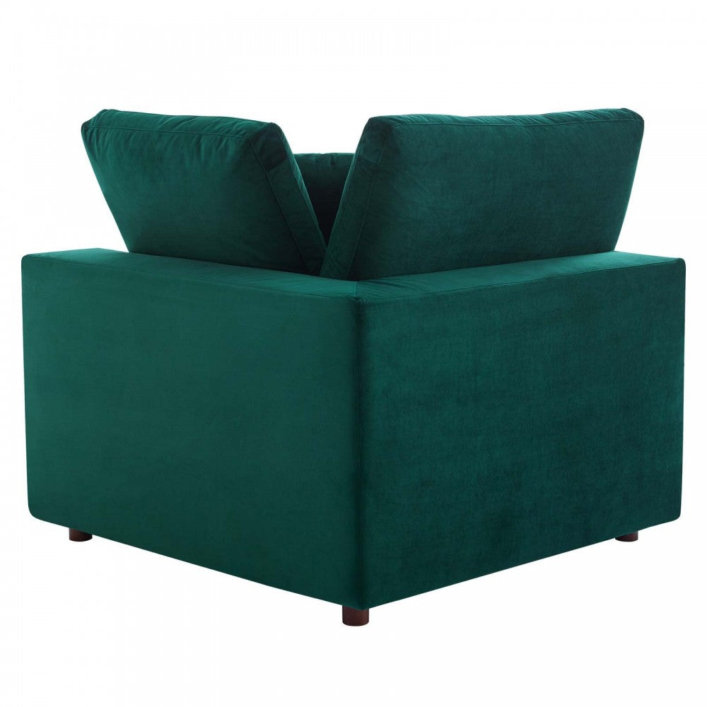 Commix Down Filled Overstuffed Performance Velvet 3-Seater Sofa, Green