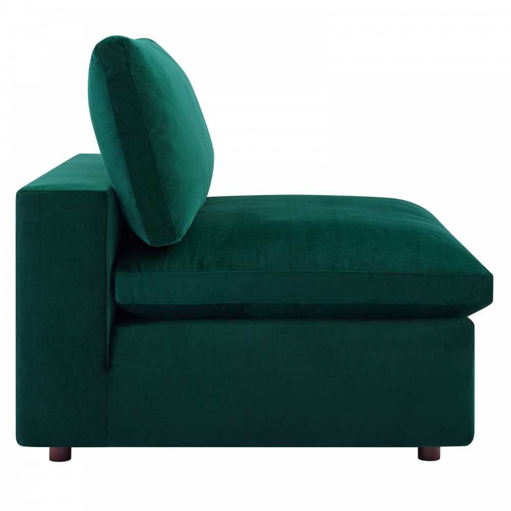 Commix Down Filled Overstuffed Performance Velvet 3-Seater Sofa, Green