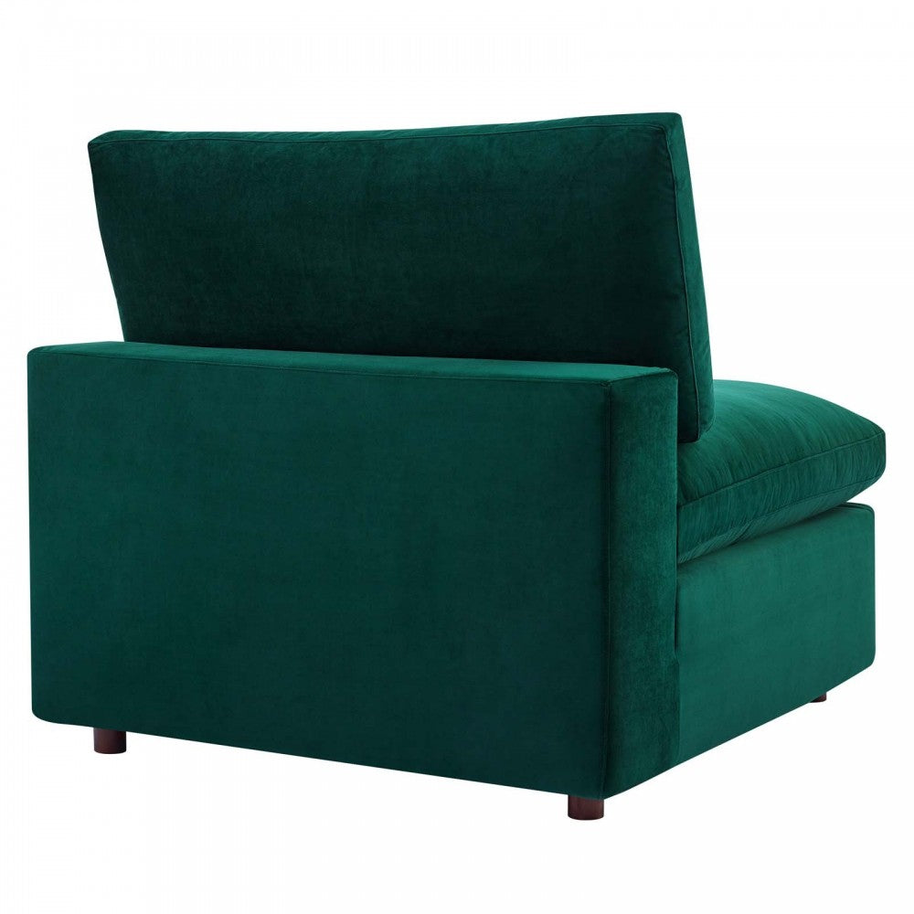 Commix Down Filled Overstuffed Performance Velvet 3-Seater Sofa, Green