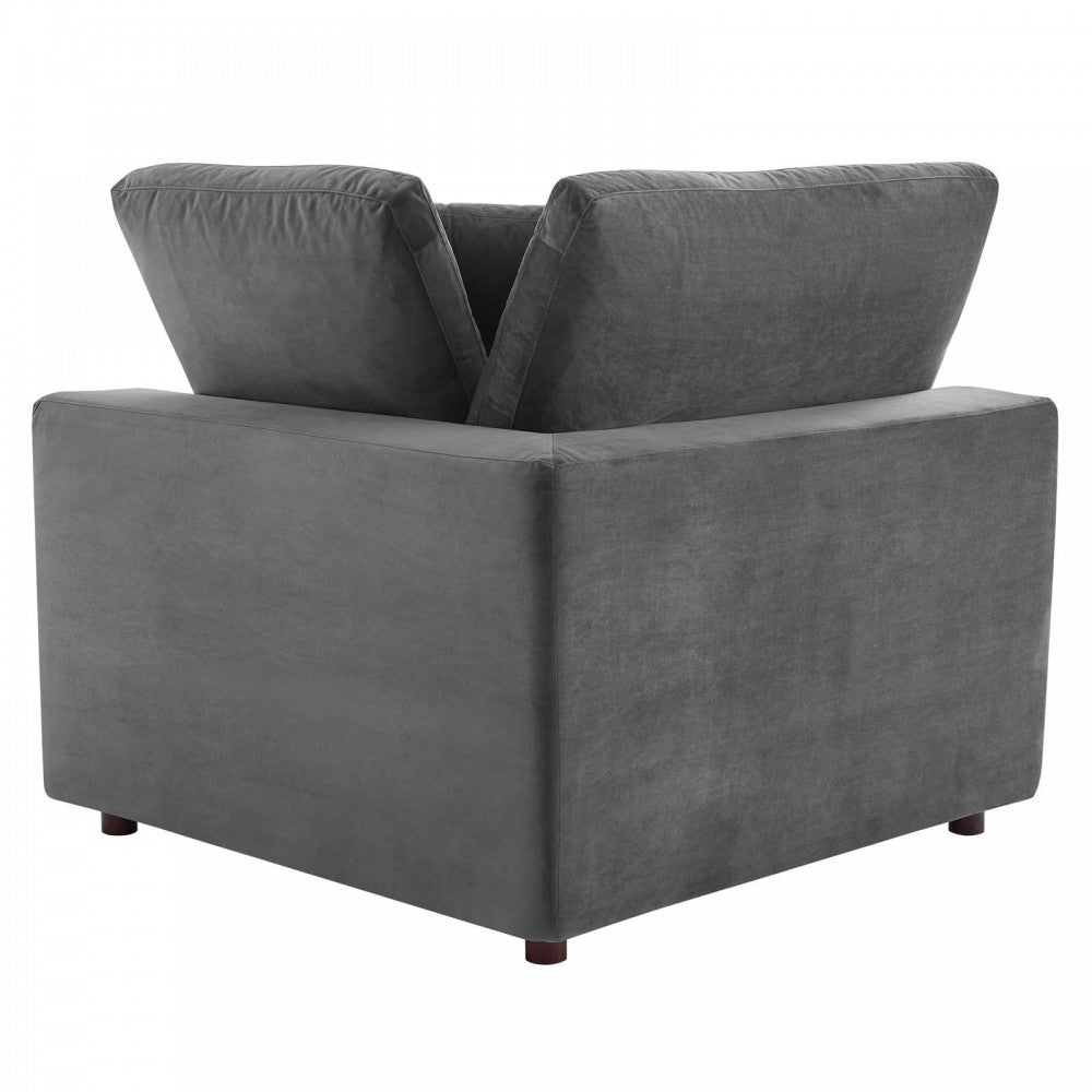 Commix Down Filled Overstuffed Performance Velvet 3-Seater Sofa, Gray