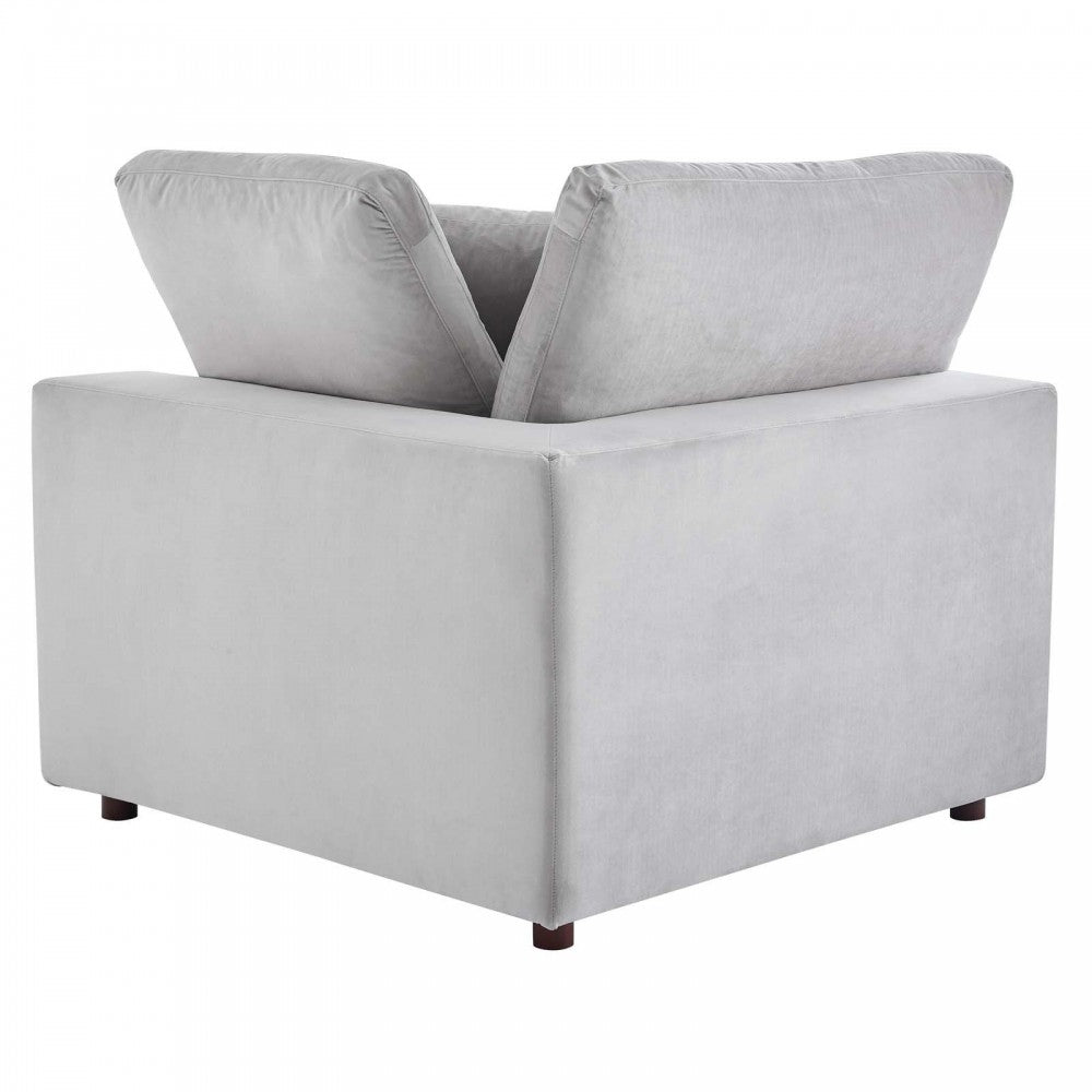 Commix Down Filled Overstuffed Performance Velvet 3-Seater Sofa, Light Gray