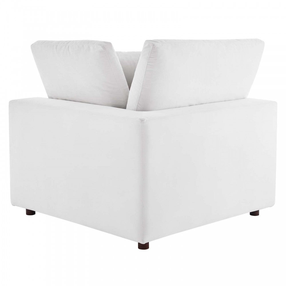 Commix Down Filled Overstuffed Performance Velvet 3-Seater Sofa, White