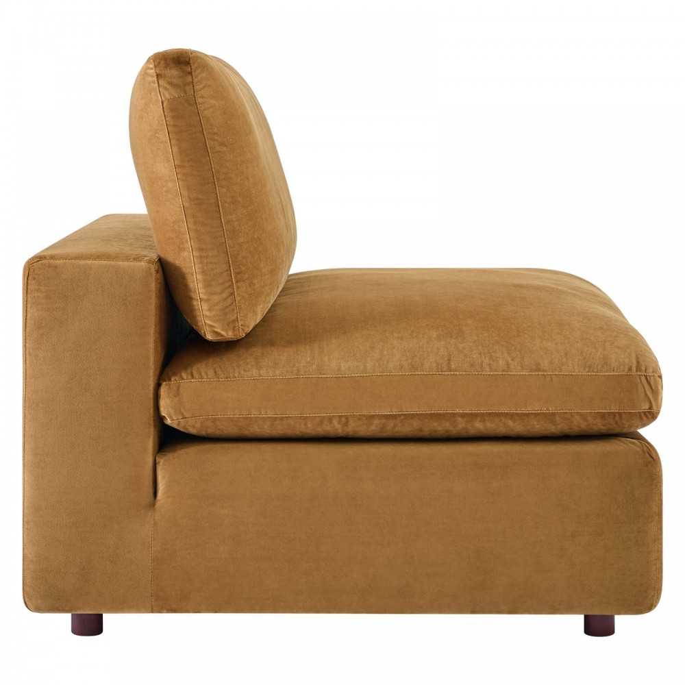 Commix Down Filled Overstuffed Performance Velvet 3-Seater Sofa, Cognac